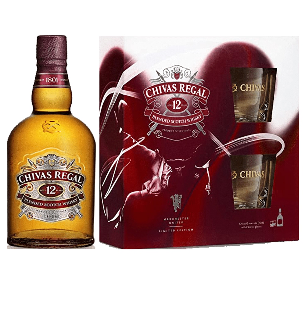 Chivas Regal 12 Year Old Whisky 1L with Glass - Image 1