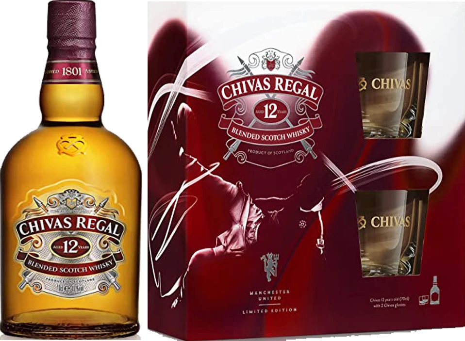Chivas Regal 12 Year Old Whisky 1L with Glass - Image 1