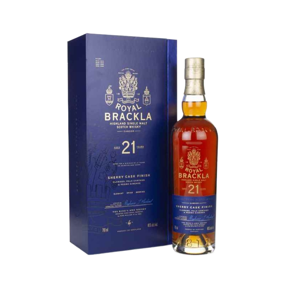 Royal-Brackla-21-Years-Old-Single-Malt-Scotch-Whisky-Sherry-Cask-Finish Royal Brackla 21 Year Old 70cl - Image 1