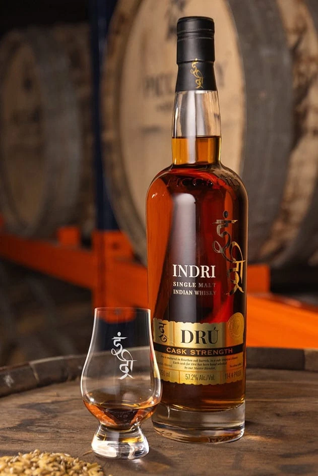 img_0148 Indri DRU Cask Strength Indian Single Malt Whisky 70cl - Image 1