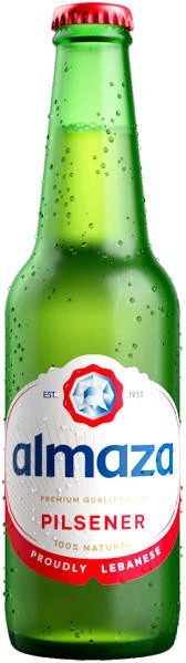 almaza-pilsner-12oz-6-pack-bottles__23993.1752495971.1280.1280__74619 Almaza Pilsener Beer Bottle 33cl ( Case of 24 ) - Image 1